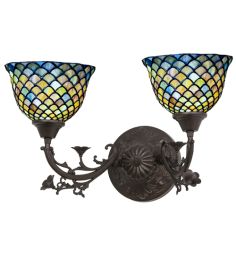 21"W Tiffany Fishscale 2 LT Wall Sconce