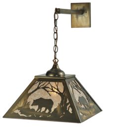 15.5"W Bear at Dawn Hanging Wall Sconce