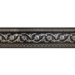 Chair Rail Silver Floral on  Black