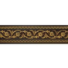 Chair Rail Gold Floral on Wood Tone