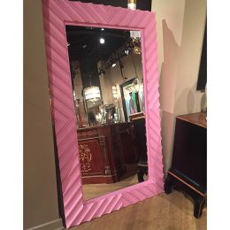 Blush Ribbed Floor Mirror