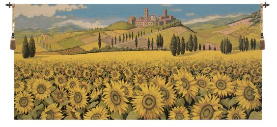 Tuscan Sunflower Wide Landscape Italian Tapestry