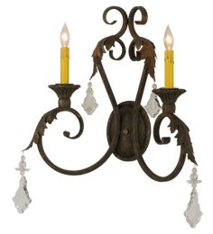 19"W Josephine 2 LT W/Crystals Wall Sconce