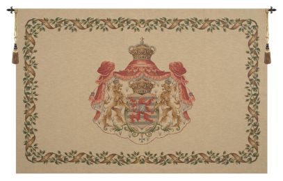 Lion Crest Beige Medium European Tapestry