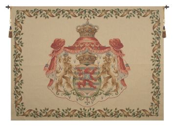 Lion Crest Beige Large European Tapestry