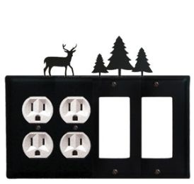 Deer & Pine Trees - Double Outlet and Double GFI Cover