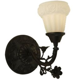 7"W White Puffy Rose Wall Sconce