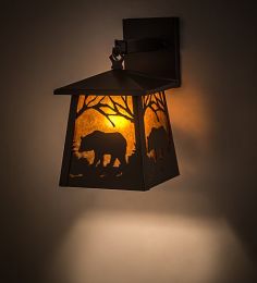 7"W Black Bear Hanging Wall Sconce