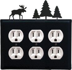 Moose & Pine Trees - Triple Outlet Cover