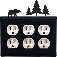 Bear & Pine Trees - Triple Outlet Cover