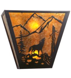 13" Wide Wolf on the Loose Wall Sconce