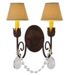 13"W Antonia 2 LT W/Crystals Wall Sconce