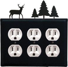 Deer & Pine Trees - Triple Outlet Cover