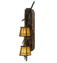 6.5"W Pine Branch Valley View 2 LT Vertical Wall Sconce