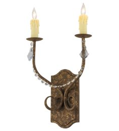 14"W Samuel 2 LT W/Crystals Wall Sconce