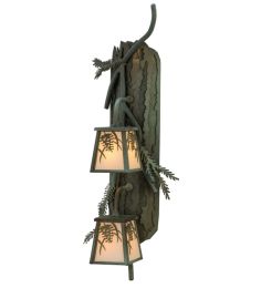 10"W Pine Branch Winter Pine 2 LT Vertical Wall Sconce