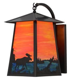 14.5"W Stillwater Moose at Lake Curved Arm Wall Sconce