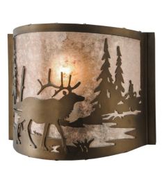 12"W Elk at Lake Wall Sconce