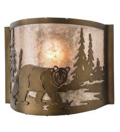 12" Wide Bear at Lake Wall Sconce