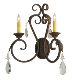 20"W Josephine 2 LT W/Crystals Wall Sconce