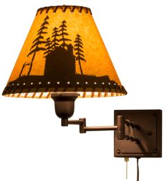 12-17.5"W Cabin in the Woods Swing Arm Wall Sconce