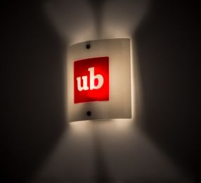 11"Sq Metro Fusion Personalized UB Logo Wall Sconce