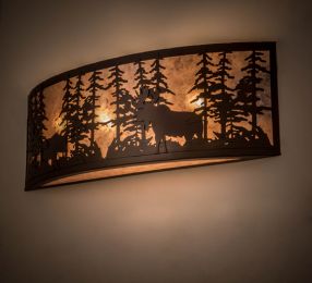 36"W Tall Pines W/Bear & Moose Wall Sconce