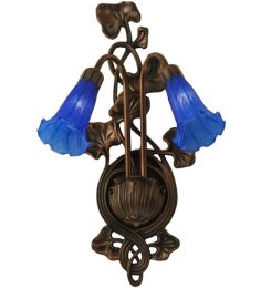 11"W Blue Pond Lily 2 LT Wall Sconce