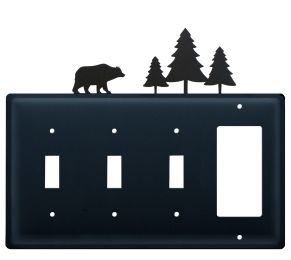 Bear & Pine Trees - Triple Switch & Single GFI