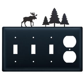 Moose & Pine Trees - Triple Switch & Single Outlet