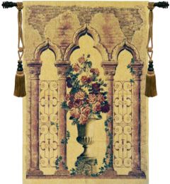 Floral Urn with Columns Belgian Wall Hanging