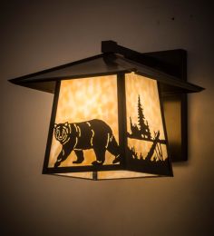 12" Wide Stillwater Lone Bear Straight Arm Wall Sconce