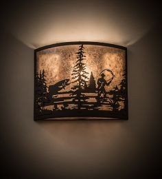 14"W Fly Fishing Creek Wall Sconce