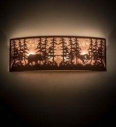 36"W Wildlife at Dusk Wall Sconce