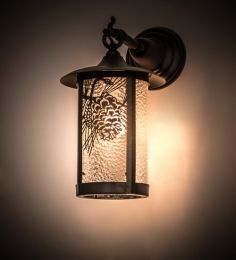 8"W Fulton Winter Pine Hanging Wall Sconce