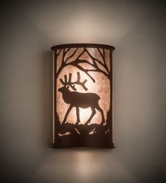 12" Wide Elk Wall Sconce