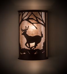 13" Wide Deer at Lake Wall Sconce