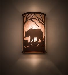 13" Wide Bear at Dawn Wall Sconce