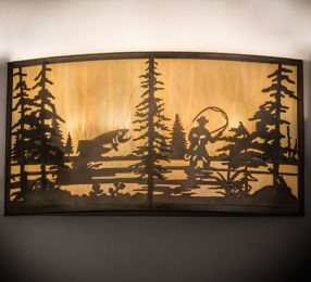 42"W Fly Fishing Creek Wall Sconce