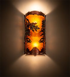 6" Wide Personalized Oak Leaf & Acorn Wall Sconce