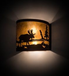 15" Wide Moose at Lake Wall Sconce