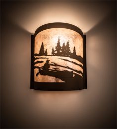 10" Wide Canoe At Lake Left Wall Sconce