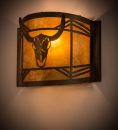 12"W Steer Skull Wall Sconce