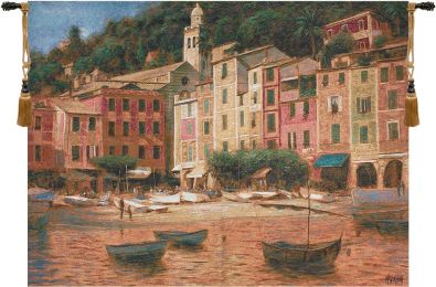 Portofino Scene Fine Art Tapestry