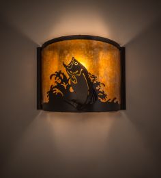 12"W Leaping Bass Wall Sconce