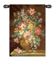 Vase with Flowers Brown Italian Tapestry