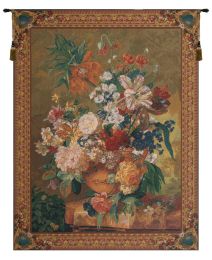 Terracotta Floral Bouquet Gold Belgian Tapestry Wall Art