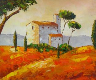 Mediterranean Villa Oil Painting