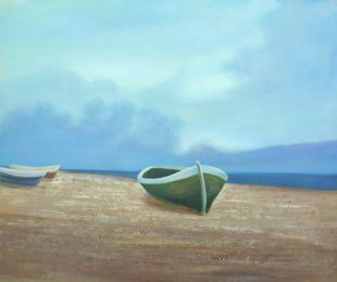 Boats under the Blue Sky Oil Painting