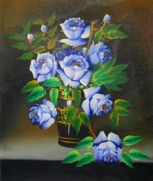 Blue Roses Canvas Wall Art